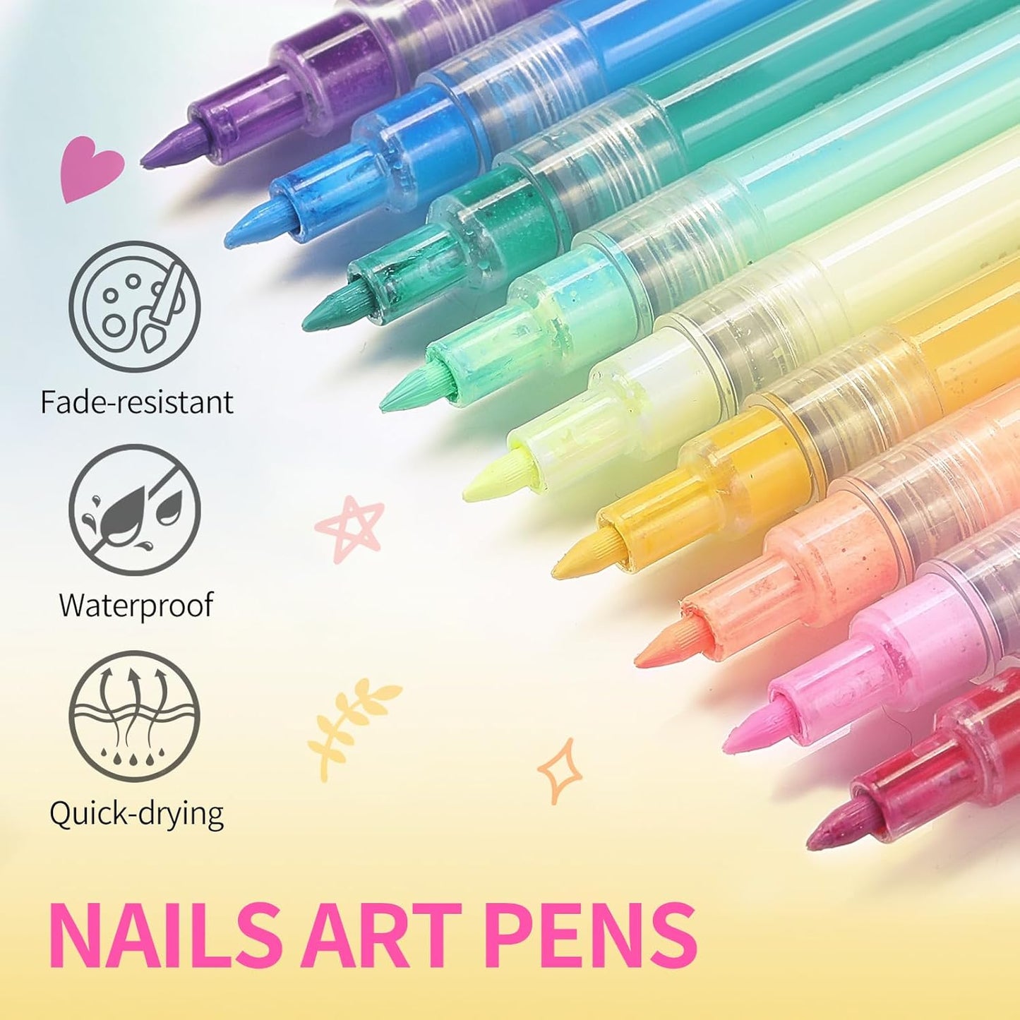 BORN PRETTY Nail Art Pens Set 12 Colors - Halloween Neon Colors 3D Nail Polish Acrylic Paint Pens Quick Dry Nail Markers for Halloween Nail Art Drawing Painting Dotting Liner Pen DIY Manicure Tools-BrightBean Baby