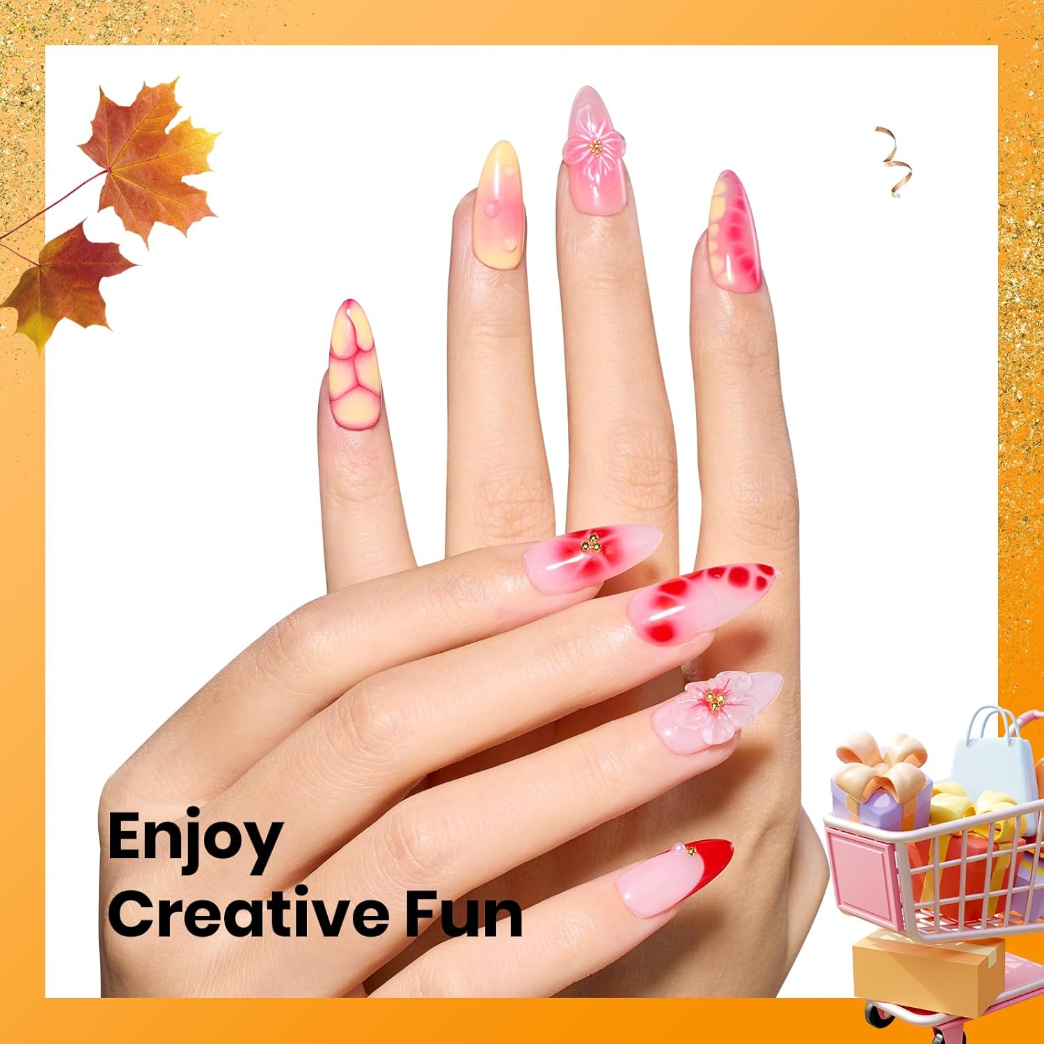 Beetles Blooming Gel 15ml Clear Uv Led Blossom Fall Halloween Nails Gel Polish for Spreading Effect Marble Natural Stone Watercolor Floral Print Soak off Diy Nail Art Design Manicure Gift for Women-BrightBean Baby