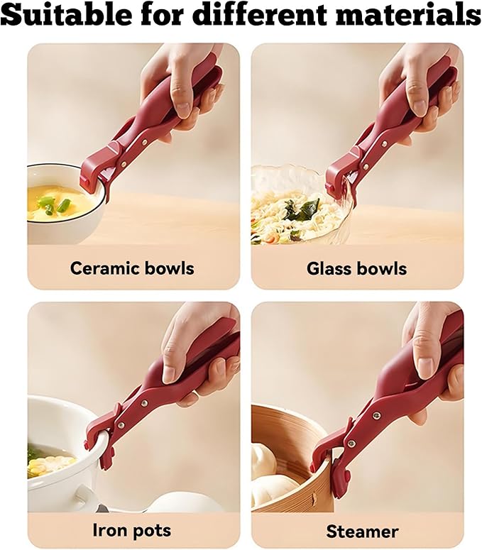 Hot Plate Grippers, Hot Plate Gripper Lifters Tongs, Multi-function Anti-Scald Bowl Clip, Silicone Non-slip Hot Dish Plate Holder, Kitchen Utensil for Bowls,Pans,Dishes (Green-2pcs)