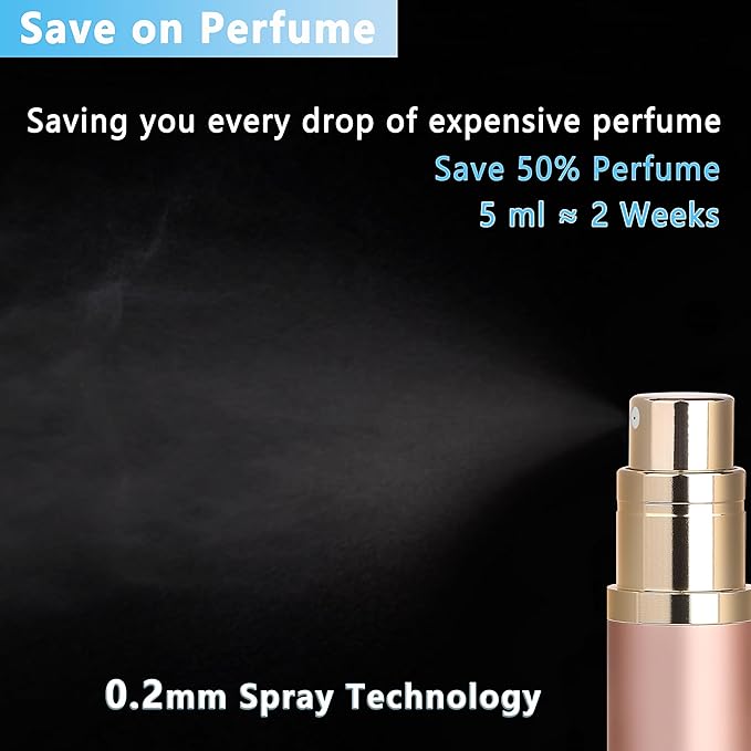 Travel Refillable Perfume Atomizer Bottle 2-Pack 5ml Leakproof Travel Perfume Refillable Bottle (Rose Gold & Rose Gold)-BrightBean Baby