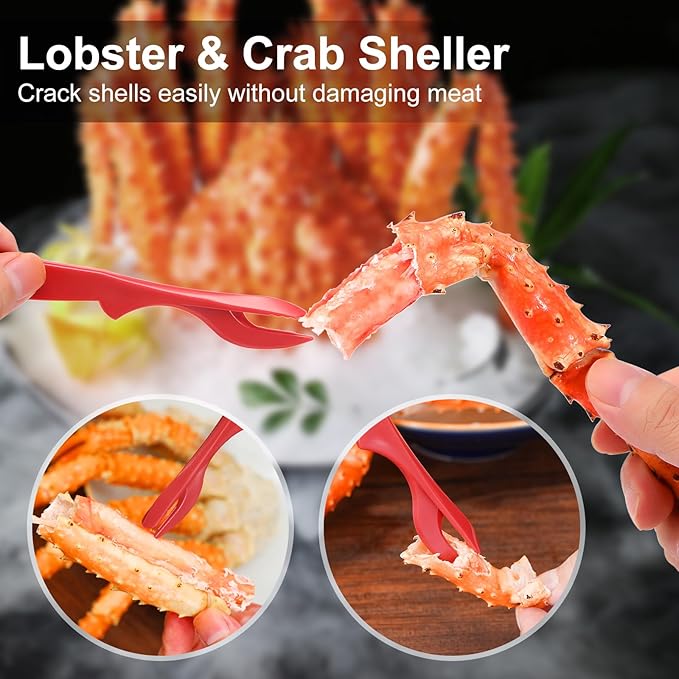 8Pcs Crab Cracker Tool Set, Stainless Steel Crab Crackers, Lobster Sheller, Fork, Scissors & Storage Bag, Crab & Lobster Eating Utensils for Seafood Lovers