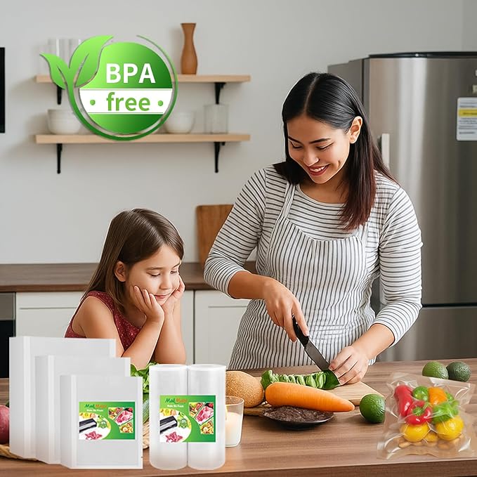 MakMeFre 200 Quart Size 8" x 12" Vacuum Sealer Bags with BPA Free and Heavy Duty,Great for Food Storage Vaccume Sealer PreCut Bag