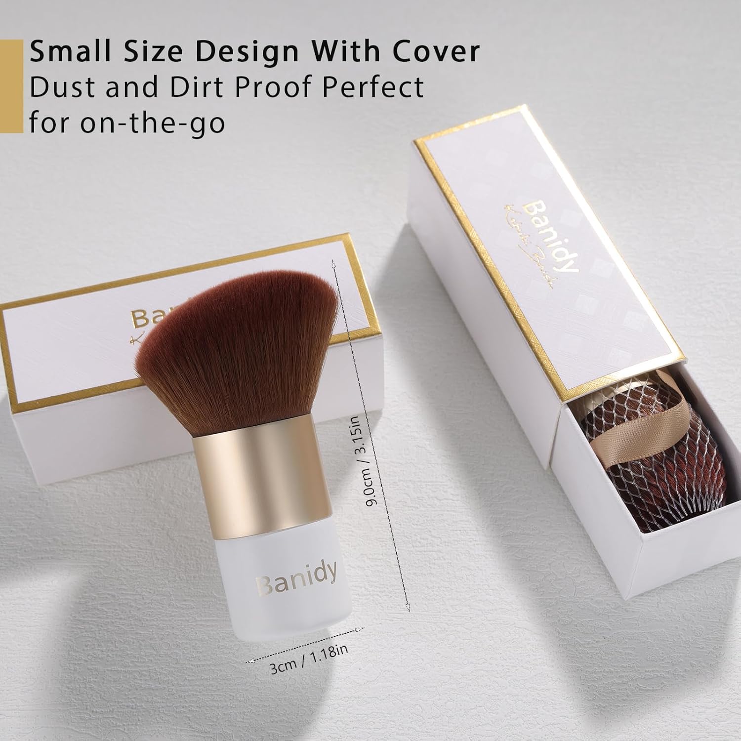 Kabuki Face Makeup Brush, Portable Travel Blush Brush Flawless for Foundation, Powder, Bronzer Buffing, Liquid, Cream, Cruelty Free-BrightBean Baby