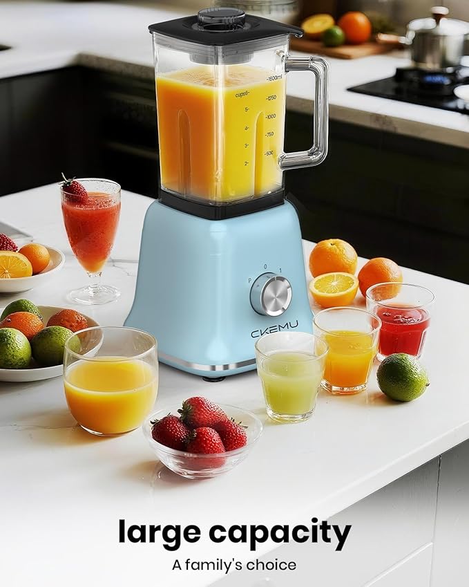 Professional Glass Blender for Smoothies - 58 Oz Jar 750W B02 Blue