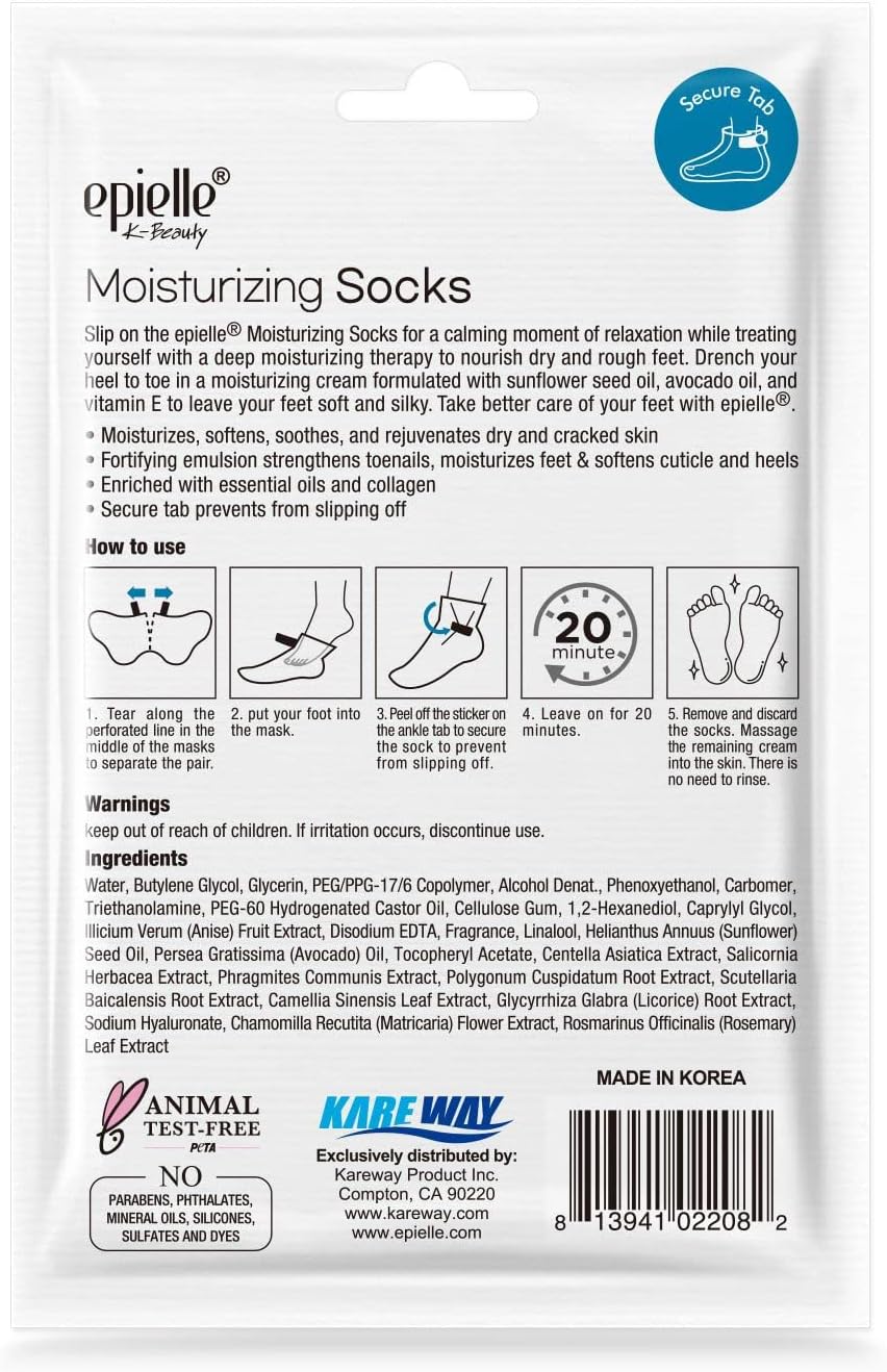 Epielle Hydrating & Moisturizing Hand & Foot Masks 12 Pairs, Relieve and Soften Dry Hands & Cracked Heels with Shea Butter & Sunflower Seed Oil, Korean Skin Care, Spa Set, Self Care Gifts for Women-BrightBean Baby