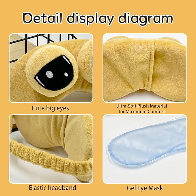 Cooling Eye Mask for Sleeping, Cute Alien Plush Sleep Eye Mask with Adjustable Strap and Built-in ice Pack for Kids & Adults, Cold Under Eye Mask for Travel, Meditation, Relaxation, and Sleep-BrightBean Baby
