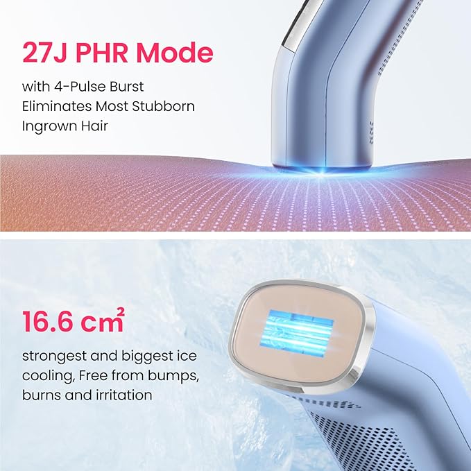 IPL Laser Hair Removal for Women and Men, 2 Lights, 2℃, 16.6 cm² Sapphire Ice Cooling for Sensitive Skin, 4-Pulse Mode for Ingrown Hair, Bikini, Face, Body Permanent Epilator Home Hair Removal Device-BrightBean Baby