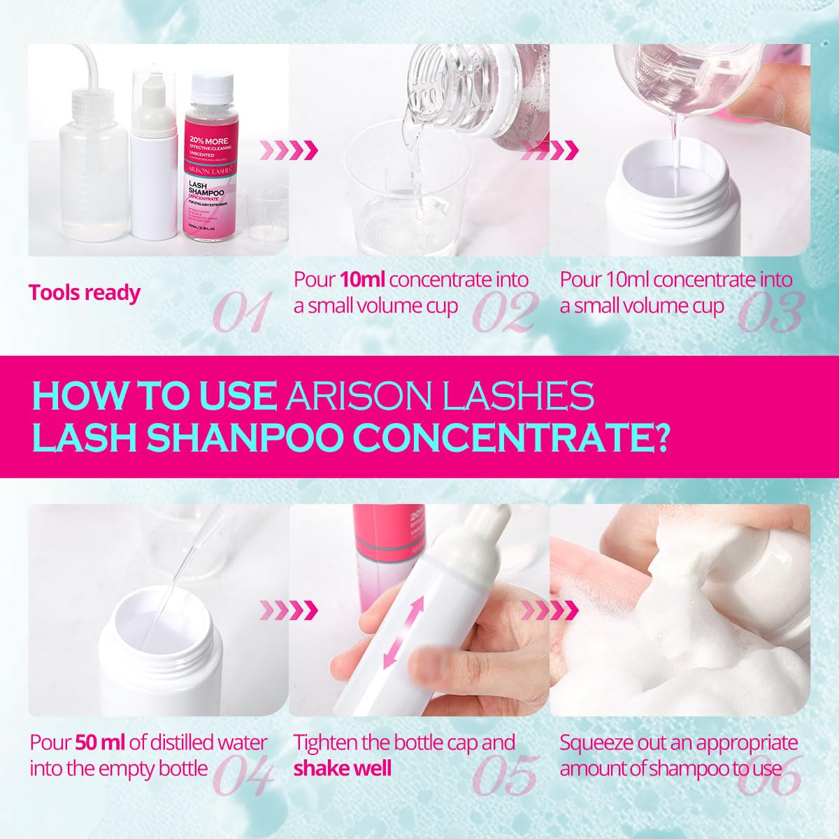 ARISON LASHES Lash Shampoo Concentrate for Lash Extensions 100ML Eyelash Cleanser Concentrate Oil-Free Eyelash Extension Shampoo with Salon Home Care(Unscente)-BrightBean Baby