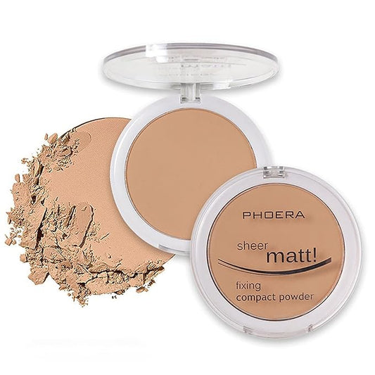 AQUAPURITY - PHOERA Sheer Matte Fixing Powder Makeup Base Fixer Setting Powder Foundation Fixing Compact Pressed Powder Long Lasting Make Up Fixer Skin Vitamin E Beauty Blender (204 Buff Beige…)-BrightBean Baby