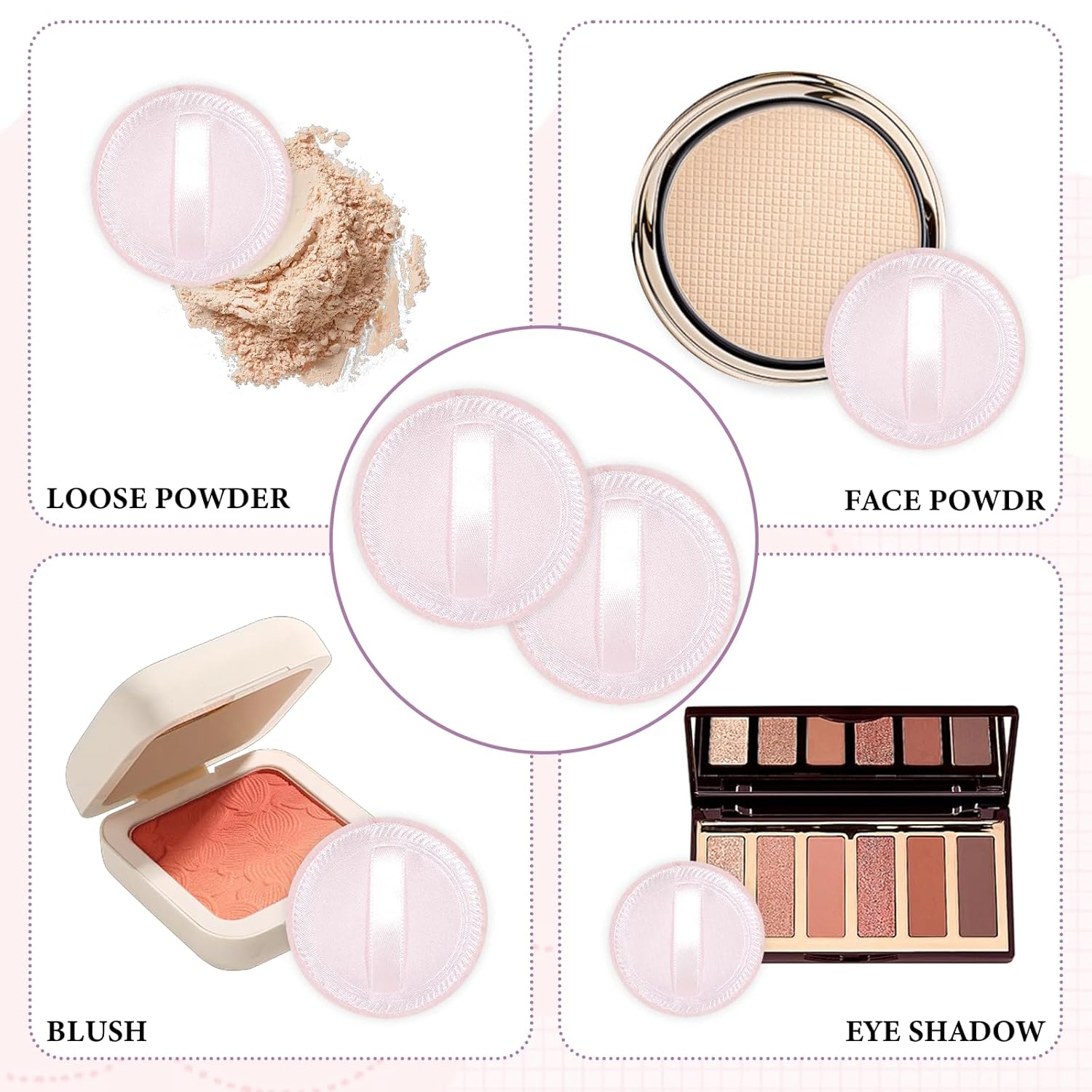 12 Pcs Makeup Powder Puff Cotton Powder Puffs for Face Powders Makeup Puffs for Powders Small Velour Puff Soft Pads Washable Face Compact for Loose Setting Pressed Powder(2.36 Inch Skin Color)-BrightBean Baby