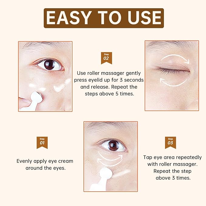 Advanced Snail Peptide Eye Cream for Dark Circles & Puffiness, Snail Mucin Eye Cream with Niacinamide Reduce Wrinkles & Fine Lines, 2 Pcs Under Eye Roller Cream for Moisturizing.-BrightBean Baby