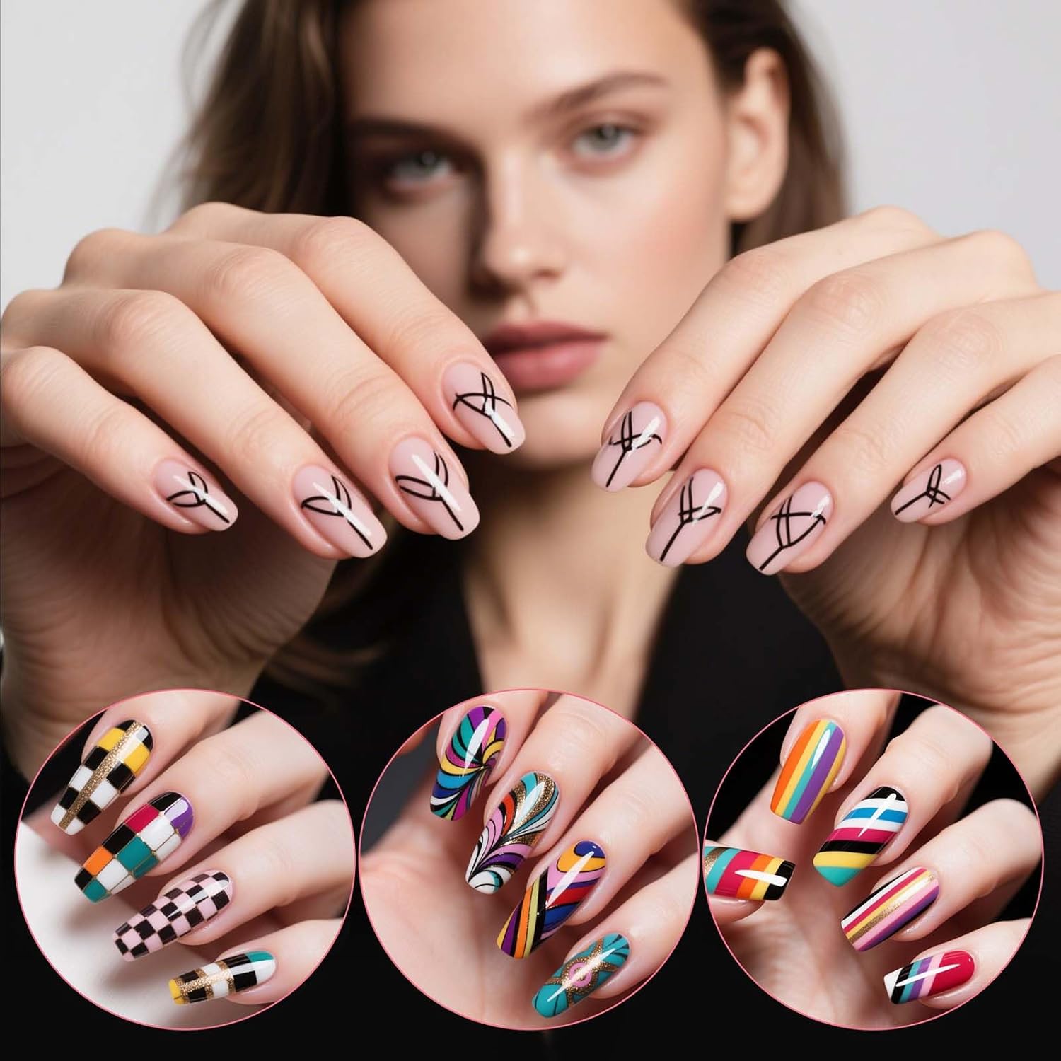 Artdone Wood Grain Nail Art Pens, Liner Brushes Set, 5PCS Brown Color Nail Tools For Long Lines, Thin Details, Fine Drawing, Liner Brush UV Gel Polish Painting Nail Design Sizes 5/12/13/20/25mm-BrightBean Baby