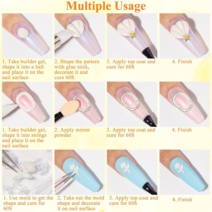 MIZHSE Solid Builder Gel, Milky White Sculpting Gel for Nail, Non-Sticky Hand 3D Nail Art Building Carving Modeling Hard Nail Extension Soak Off Nail Art Salon Manicure Home 15g-BrightBean Baby