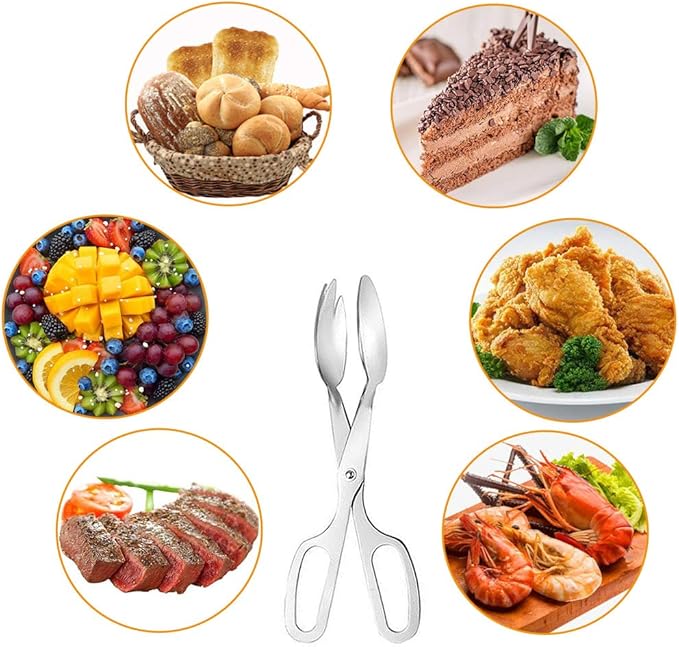 2 PACK Buffet Tongs,Stainless Steel Salad Tongs,Serving Tongs for Home Kitchen,Cake,Bread,Catering,Party,Barbecue,Seafood,Frying(10Inch and 8Inch)
