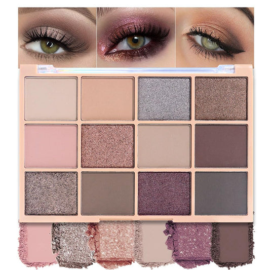 Eye Shadow Palette,Nude Silver Gray Cream Eyeshadow Makeup Pallets for Women Natural Eyeshadows for Eyes Long Lasting Naturing-Looking-BrightBean Baby