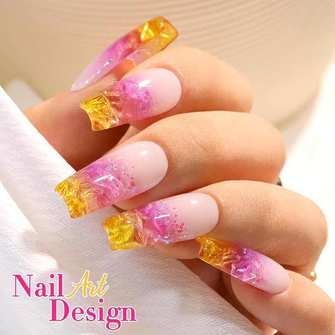 Double Rhythm 6 Pcs 15 ML Gel Polish Set Same Color Same Bottle Soak Off Gel Polish Kit Nail Art Manicure Salon DIY at Home for Women (Jelly Yellow Pink Red Purple Blue-T6-25)-BrightBean Baby