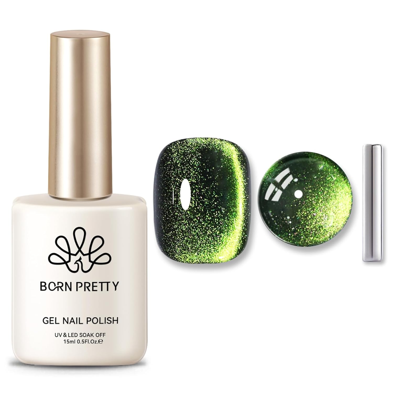 Born Pretty Cat Magnetic Gel Nail Polish 9D Wormhole Holorgraphic Cat Magnetic Eye Gel Polish U v Nail Gel Diy Art for Girls Women 15ML-BrightBean Baby