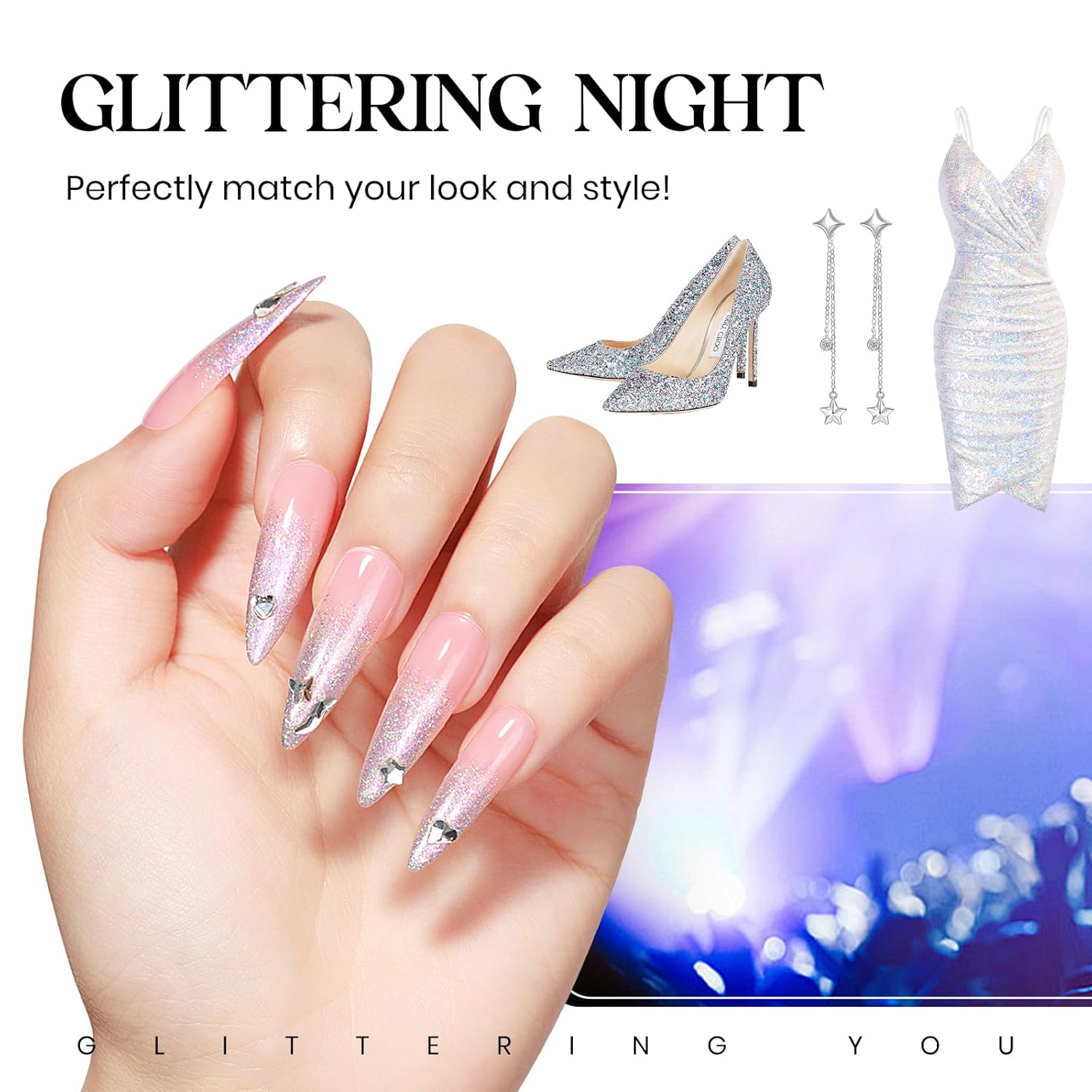 MIZHSE Rainbow Glitter Nail Polish, Quick Dry Iridescent Nail Polish, 15 ml 0.5 fl oz High Glossy Sparkle Shiny Nail Pigment Oil-based Nail Lacquer Nail Art Salon Manicure Home-BrightBean Baby