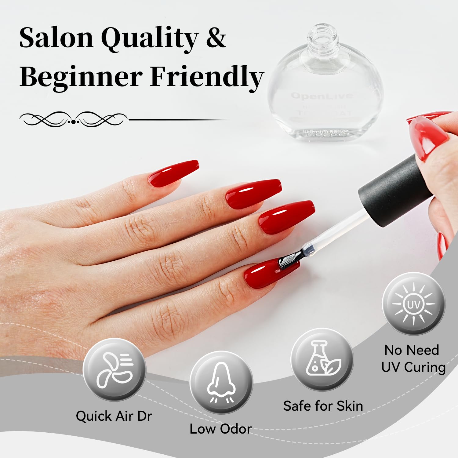 16.5ml Top Coat Clear Nail Polish, Quick Dry High Gloss Shine Large Volume Top Coat, Long Wear and Scratch Resistant for Women Salon DIY Nail Art-BrightBean Baby