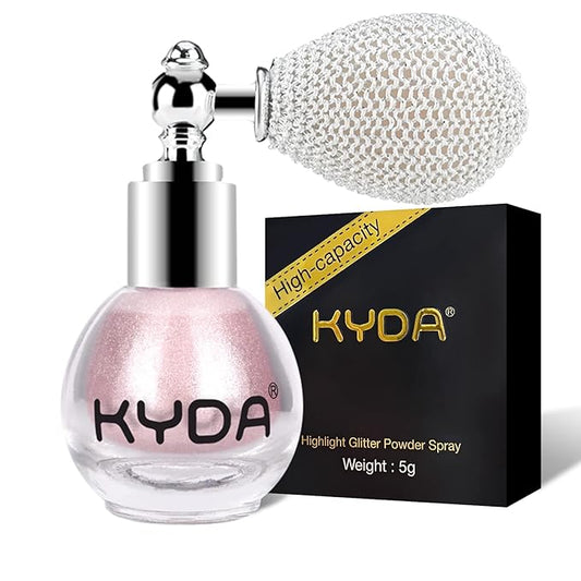 KYDA Highlighter Powder Spray, Glitter High Gloss Spray Shimmer Sparkle Powder Makeup Spray, for Face Body Cosmetic-Soft Pink-BrightBean Baby