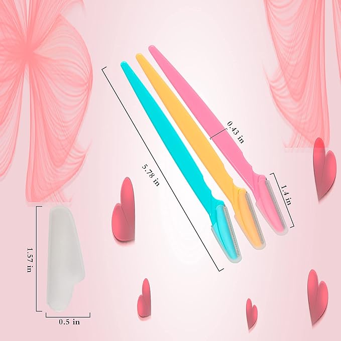 Eyebrow Razor, 54 Pcs Eyebrow Razors with Safety Cover, Face Razor for Women and Man Smooths Away Peach Fuzz, Easy to Use Eyebrow Knife for Trimming and Shaping Eyebrows(3 Colors)-BrightBean Baby