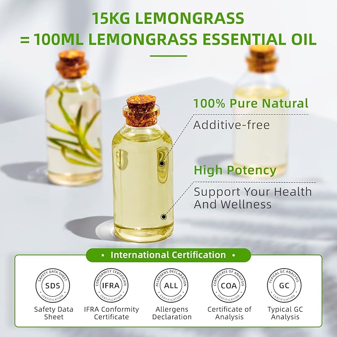 HIQILI 32 Fl Oz Lemongrass Essential Oil, 100% Pure Natural Undiluted Premium Oils-BrightBean Baby
