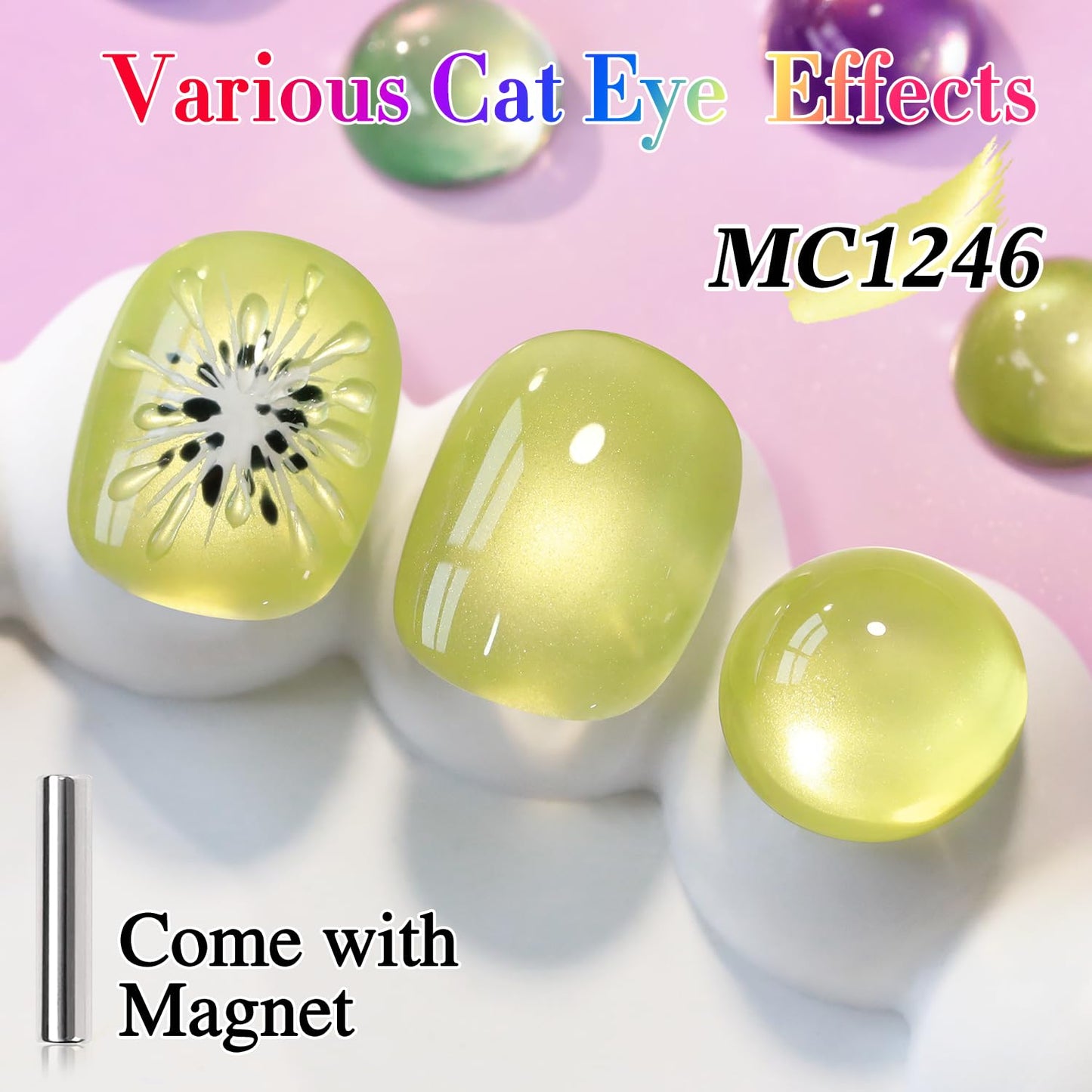 Double Rhythm 15ML Ice Glass Cat Eye Gel Polish with Magnet Holographic Glitter Shimmer Translucent Sheer Color Salon Soak Off Magnetic Nail at Home (Green Gold-MC1246)-BrightBean Baby