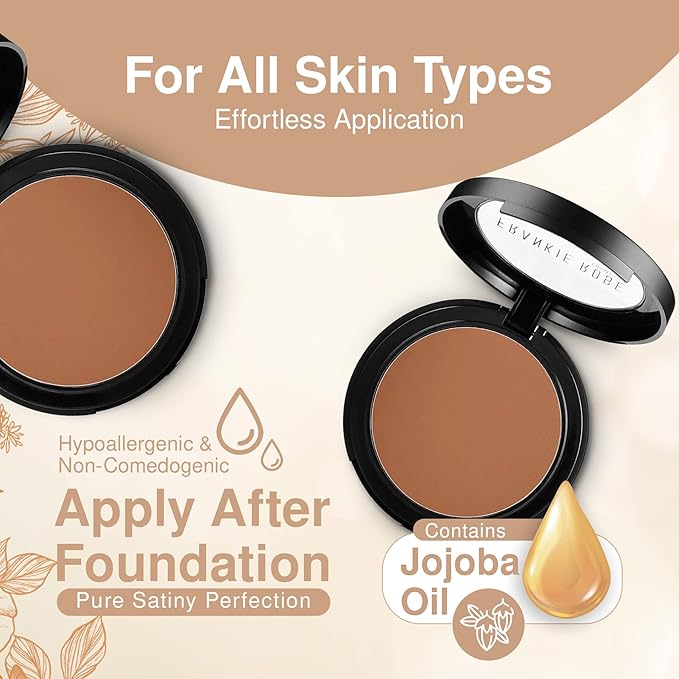 Frankie Rose Cosmetics Powder Foundation – Full Coverage Face Powder For Pores & Imperfections, Evens Out Skin Tone & Shine-Control | 58 Grams (Bronze)-BrightBean Baby