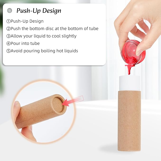 NICENEEDED 10 PCS Paperboard Lip Balm Tubes Set, Refillable Paper Lipstick Tube, Round Cardboard Empty Lip Gloss Container for DIY Lip Gloss Balm and Chapsticks-BrightBean Baby