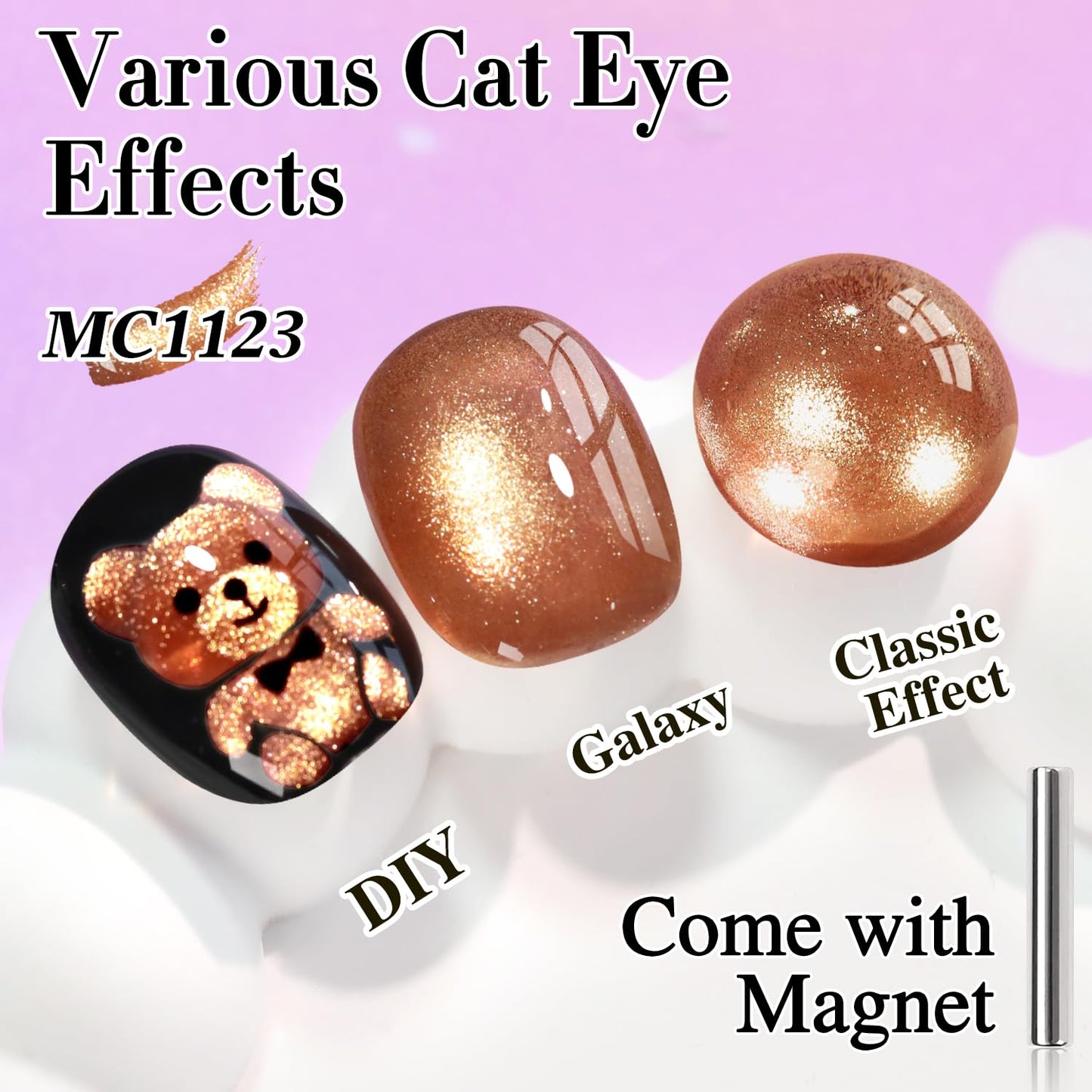 Double Rhythm 15ML Ice Glass Cat Eye Gel Polish with Magnet Holographic Glitter Shimmer Translucent Sheer Color Salon Soak Off Magnetic Nail at Home (Tea Gold-MC1123)-BrightBean Baby