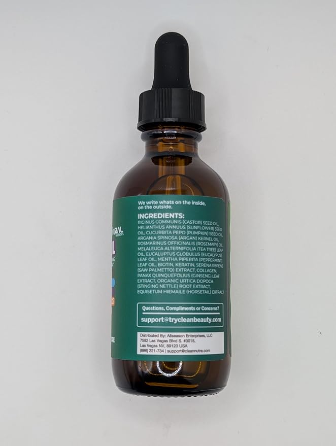 Clean Beauty Rosemary Hair Oil For Growth with Castor Oil Batana Oil Pumpkin Seed Oil Peppermint Oil Silica Biotin Collagen Keratin Saw Palmetto Horsetail Tea Tree Vit E Aloe Vera Jojoba (1 Pack)-BrightBean Baby