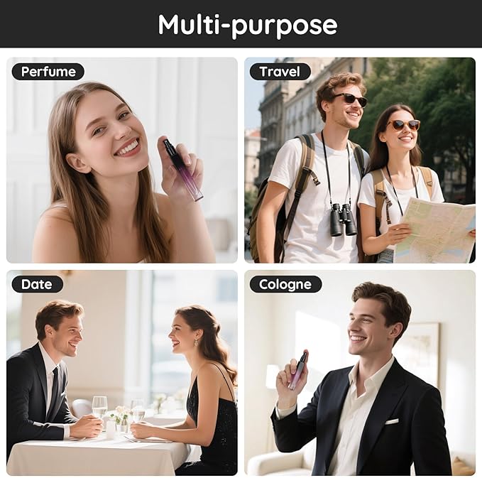 Segbeauty 0.34oz Empty Perfume Bottle, 5 Pack Glass Spray Bottles Travel Perfume Atomizer Sprayer Refillable Atomizer, Travel Size Spray Bottle, 10ml Portable Cologne Dispenser with Refill Tool Kit-BrightBean Baby