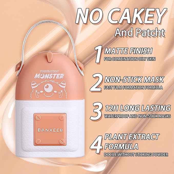 Concealer Moisturizing Gradient Foundation, Lightness Oil Control Long Lasting Waterproof Full Coverage Color Correcting Foundation-BrightBean Baby