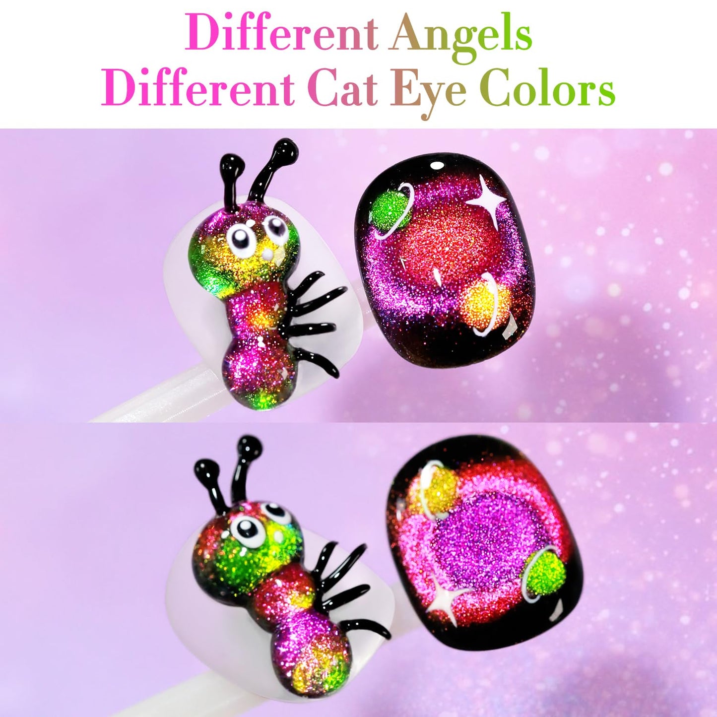 Double Rhythm Cat Eye Gel Polish with Magnet 15ML Holographic Glitter Shimmer Translucent Sheer Color Glass Magnetic Gel Polish Salon DIY at Home (Orange Pink-MC1051)-BrightBean Baby