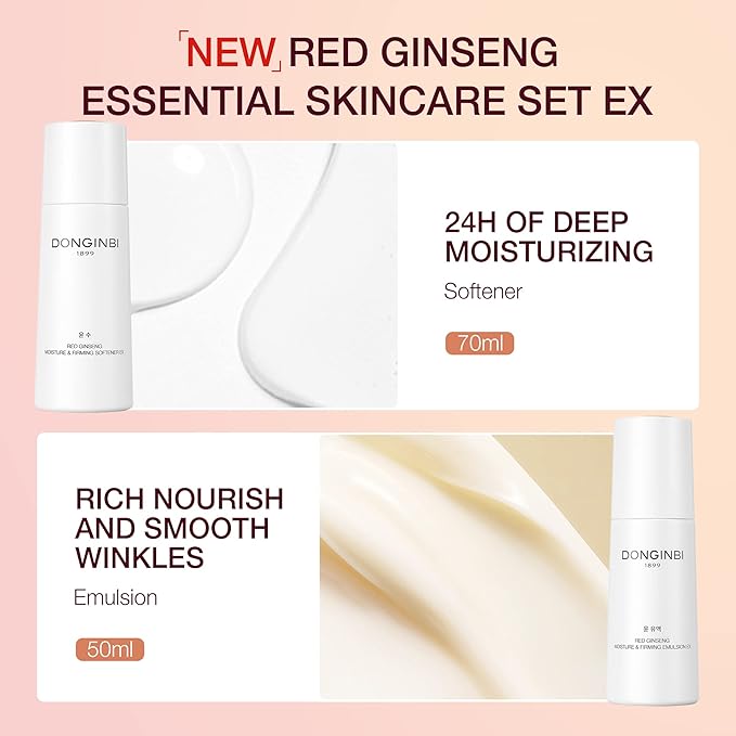 [Upgraded] DONGINBI Korean Red Ginseng Essential Care Set EX, Anti Aging Skin Care Routine Kit - Skin Moisturizing For All Skin Type-BrightBean Baby