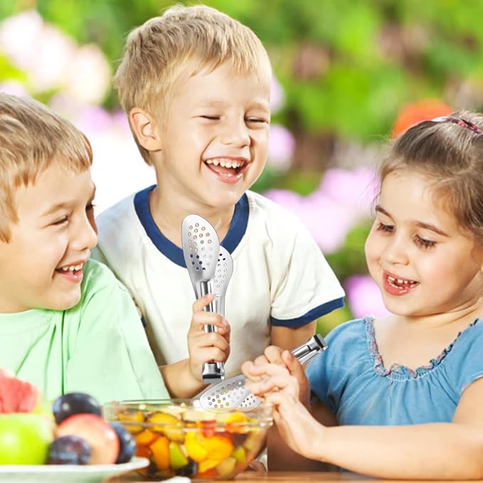 10PCS Serving Tongs, Small Kitchen Tongs,XEVOM Stainless Steel small Appetizer Tongs Mini Sugar Ice (5 Inch)