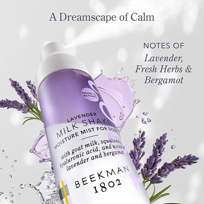 Beekman 1802 Lavender Milk Shake - Body Mist - 2.0 fl. oz - With Hyaluronic Acid & Jojoba Oil - Instantly Moisturizes, Hydrates & Softens - Good for Sensitive Skin - Cruelty Free-BrightBean Baby
