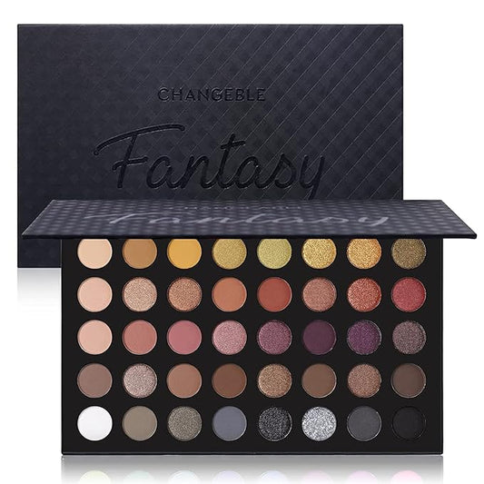 Professional Neutral Smokey Eyeshadow Makeup Palette, Matte Shimmer Metallic Black Grey Dark Goth Eye Shadows for Halloween, Pigmented Warm Smoky Naked Nude Rosy Gold Brown Pallet Daily Make Up Kit-BrightBean Baby