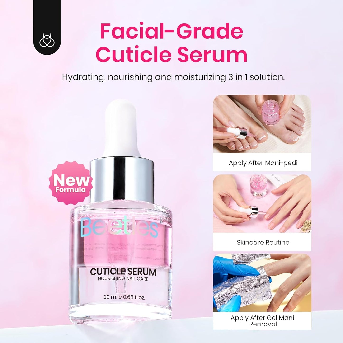 Beetles Cuticle Oil For Nails - 20ml Nail Care Strengthener Oil Stronger Nails Spa and Hand Manicure Essentials Damaged Cuticles for Repaired Thin Nails Nourish Home Nail Gfit for Women-BrightBean Baby