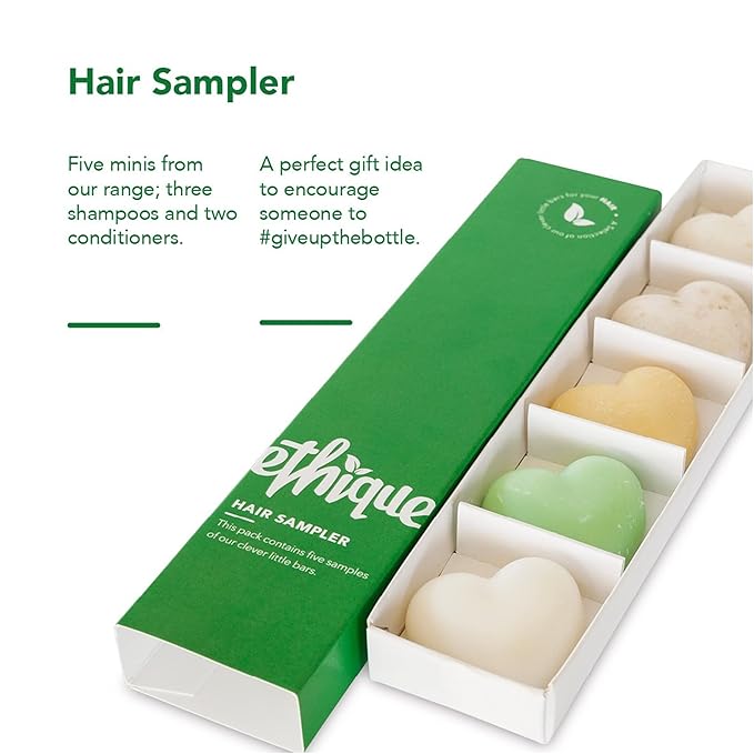 Ethique Hair Sampler - Shampoo & Conditioner - Plastic-Free, Vegan, Cruelty-Free, Eco-Friendly, 5 Travel Bars (Pack of 1)-BrightBean Baby