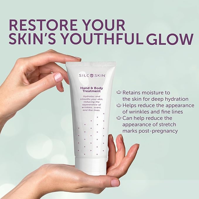 SilcSkin Hand & Body Treatment - Water-Based Hand & Body Lotion for Crepey Skin and Fine Lines - Uses Medical Grade Silicone for Deep Hydration - 4 oz-BrightBean Baby