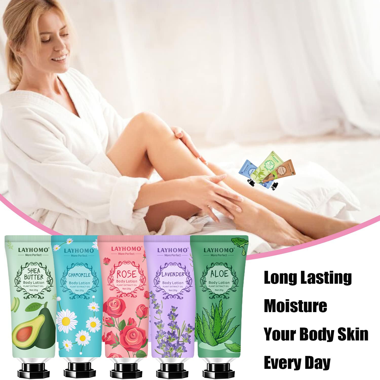 20 Pack Mini Body Lotion Gift Bulk for Dry Skin,Travel Size Small Body Cream With Shea Butter Natural Fragrance Moisturizing Body Lotion for Women Men,Stocking Stuffers Christmas Thank You Gift-BrightBean Baby