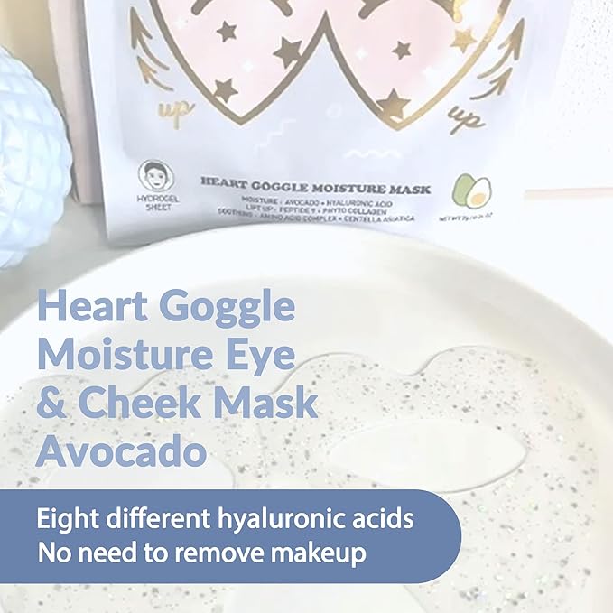Avocado Heart-Shaped Collagen Under Eye Masks | Brightening Eye Mask Pads w/Hyaluronic Acid & Niacinamide | Hydrogel Depuffing Under Eye Patches for Dark Circles and Puffiness (Pack of 10)-BrightBean Baby
