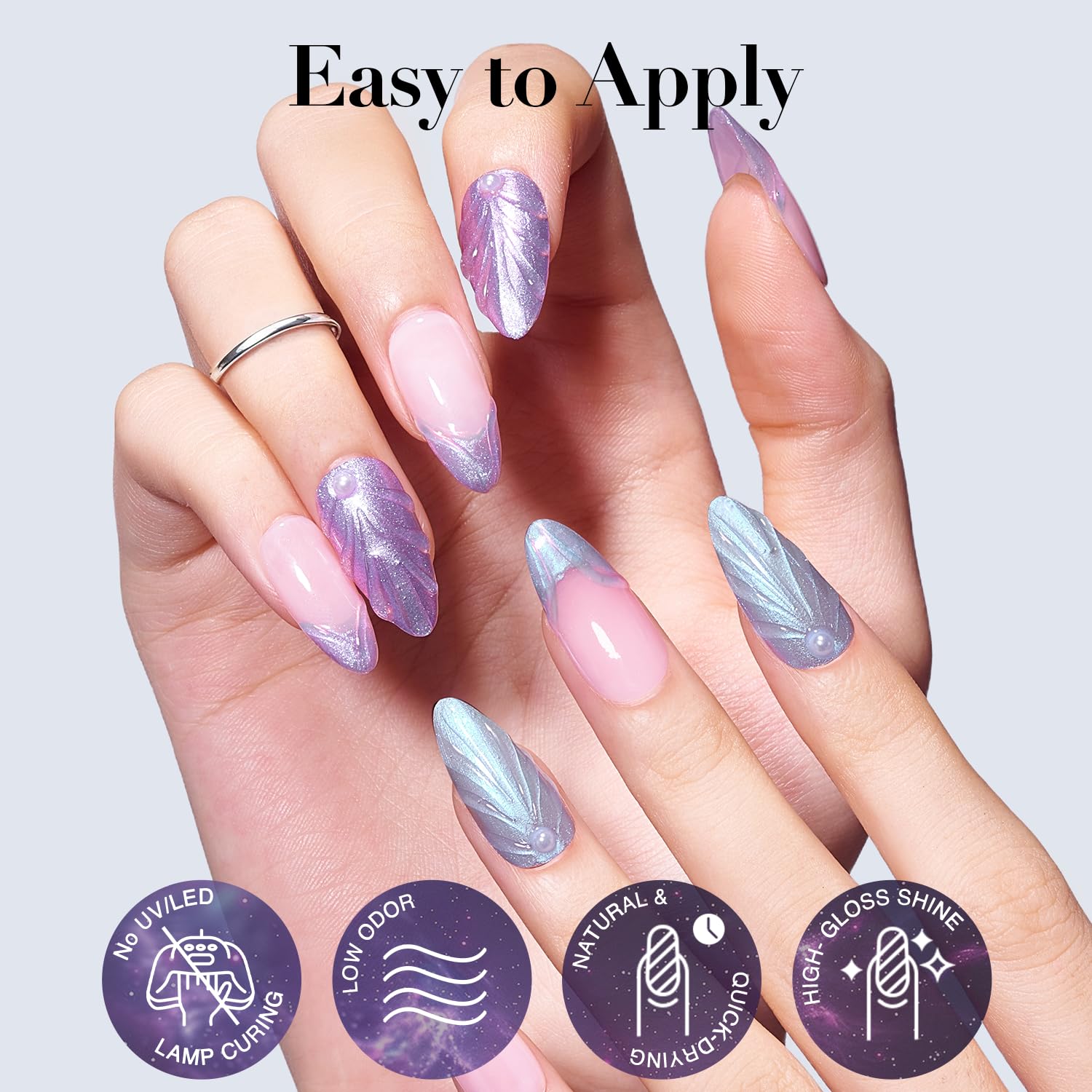 AZUREBEAUTY Holographic Nail Polish Set: 4 Colors Quick Dry Purple Pink Chameleon Fall Winter Natural Fingernail with Top Coat DIY Salon Gift for Women-BrightBean Baby