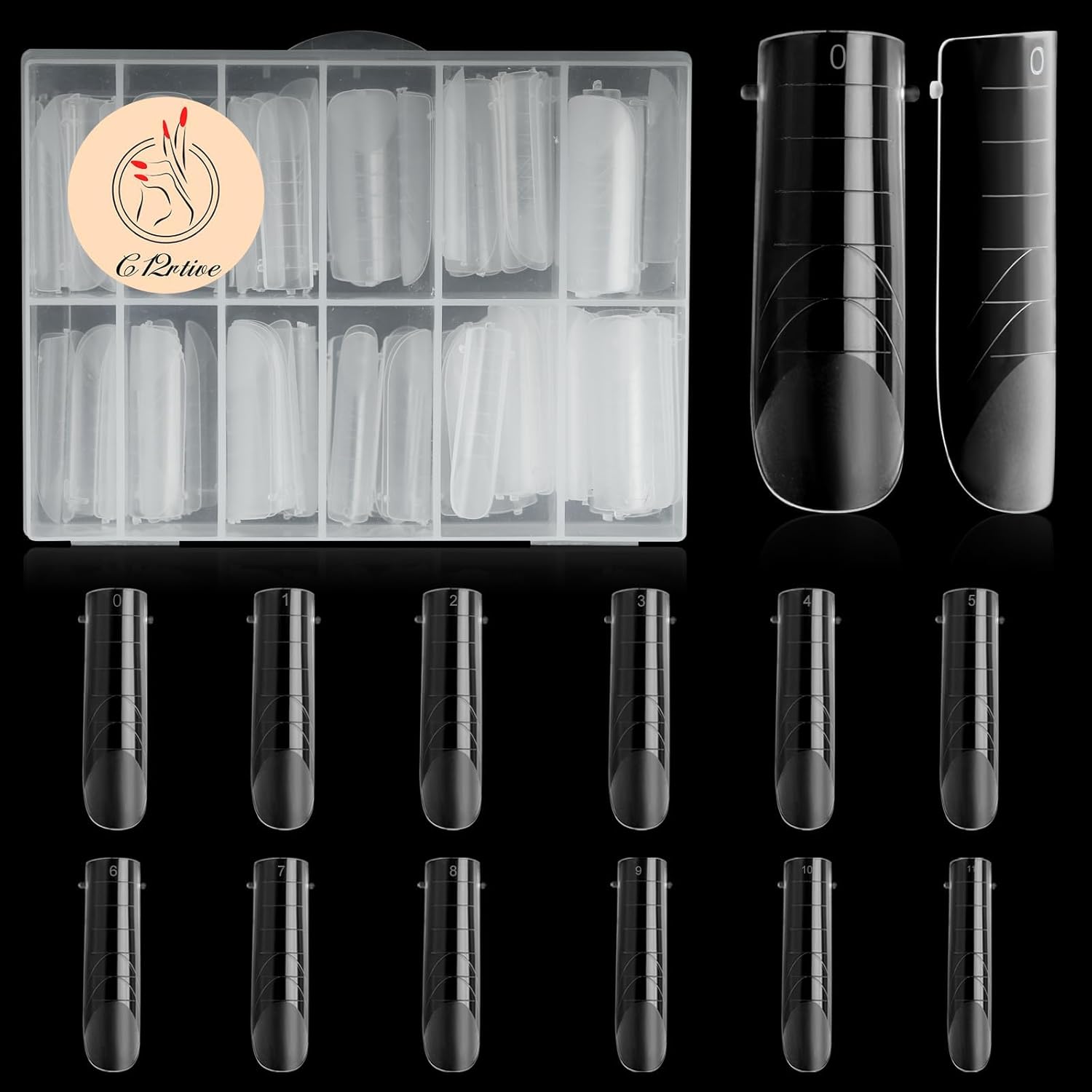 120 Pcs Dual Nail Forms,Matte Square & C-Curved Extension Poly Nail Gel Nail Molds 12 Sizes for Gel Glue, Full Cover Nail Art Design Salon & DIY-BrightBean Baby