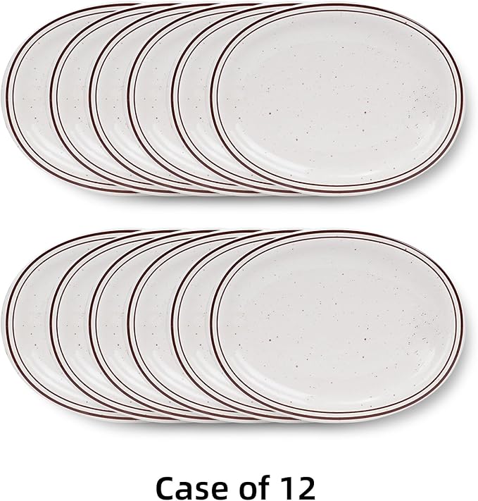 Stoneware Narrow Rim Commercial Grade Dinnerware (Brown Speckle, Platter 11.5" x 8.5")