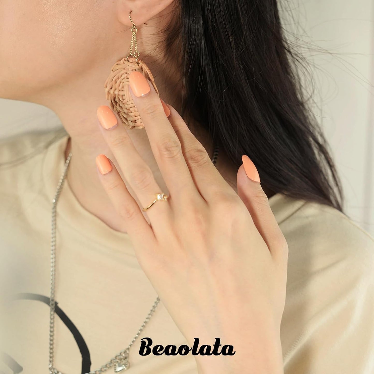 Nail Polish Strips, 32PCS Salon Quality Wraps, Long Lasting Gel Nail Stickers for Women Easy Apply& Remove (Yellow Peach)-BrightBean Baby