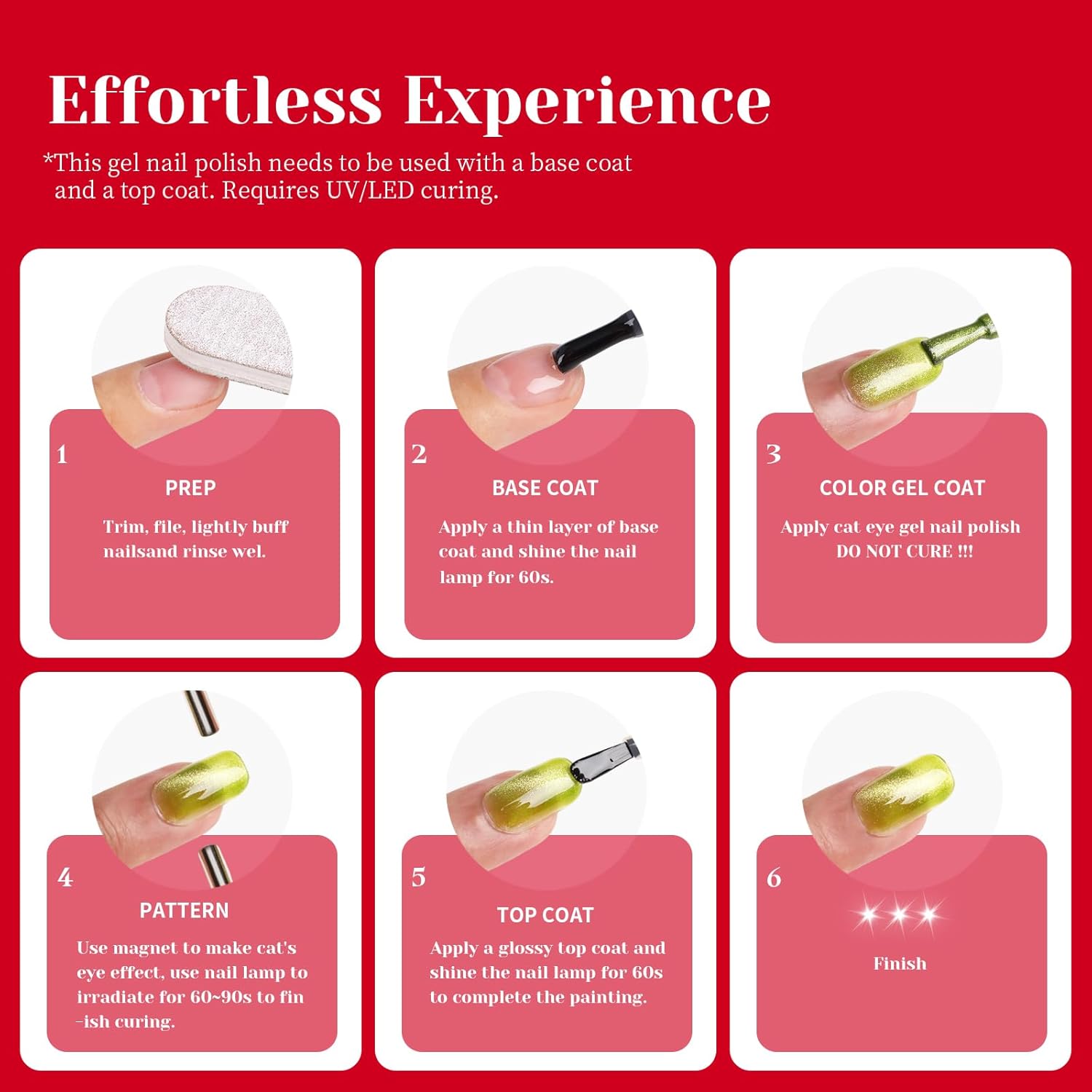 Red Cat Eye Gel Nail Polish - Perfect for DIY at Home & Ideal Gift for Nail Art Lovers!-BrightBean Baby