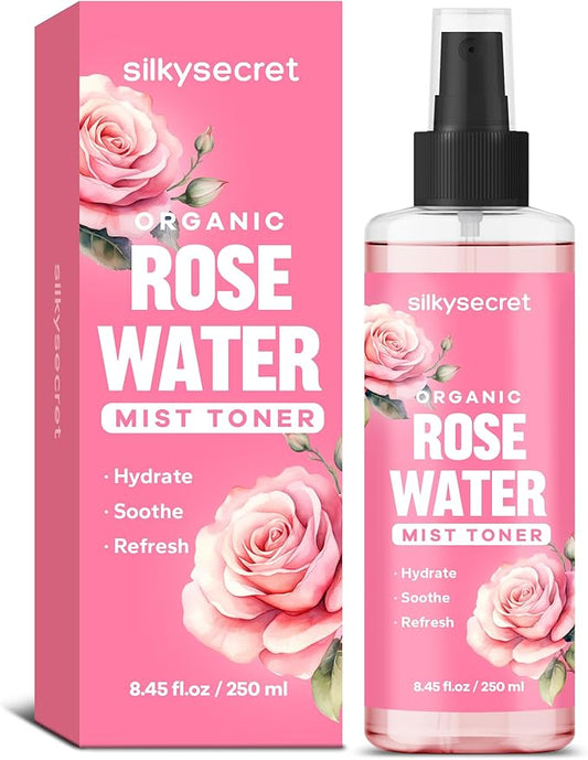 Organic Rose Water Spray (8.45 Fl Oz), Rosewater Spray for Face & Hair, Rose Water for Skin Care-BrightBean Baby