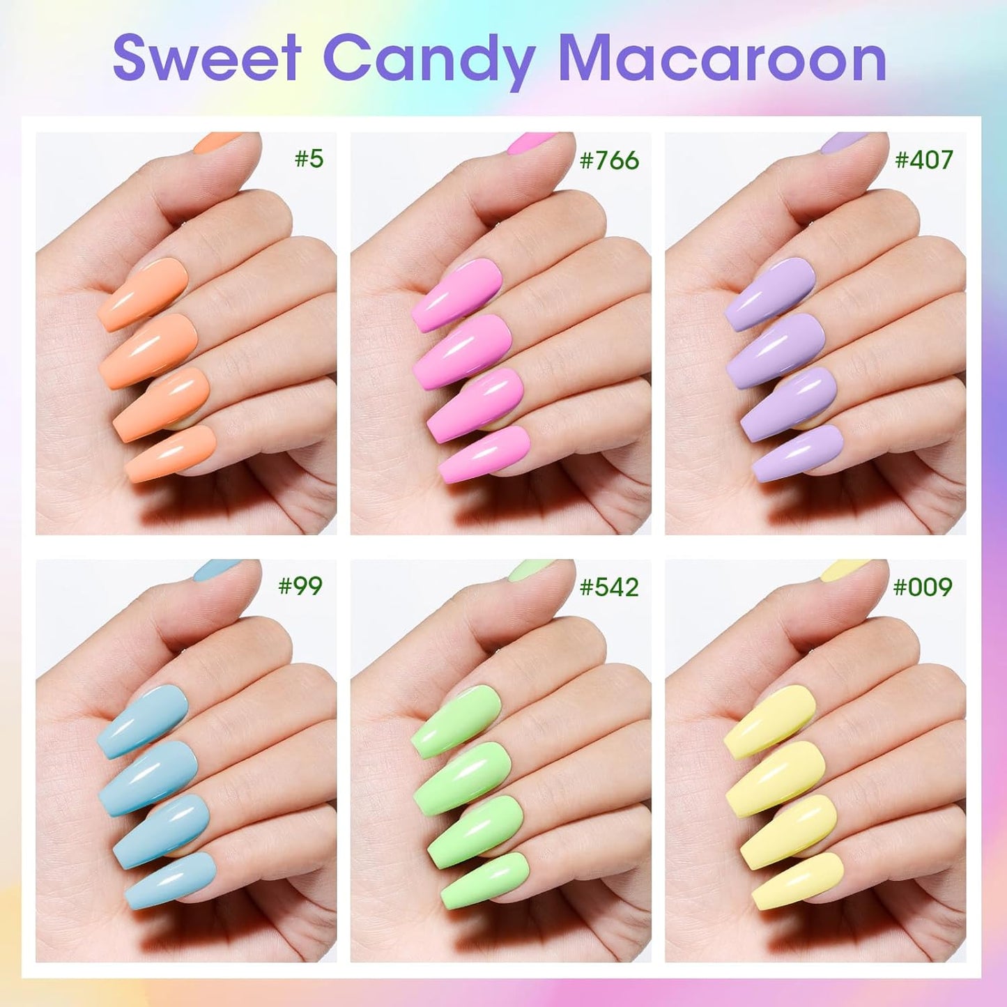 Gellen Pastel Regular Nail Polish Non Gel, Fast Air Drying Spring Summer Nail Polish No UV Light Needed Macaron 6 Colors Nude Pink Purple Blue Green Yellow Set for Women Manicure Home Salon, Hema Free-BrightBean Baby